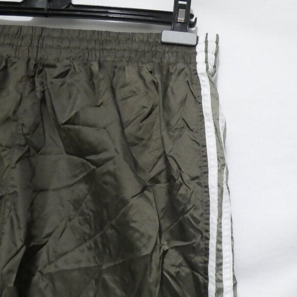 ADIDAS | large | Olive Green Exercise Shorts W/ White Stripe Panels | No Pockets - Picture 5 of 16